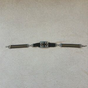 Grey & tan statement chain belt with gem detail